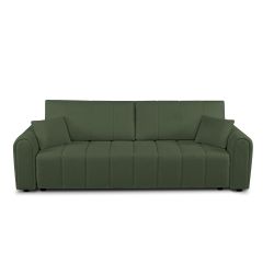 Canapé droit convertible GIORGIO 3 places tissu bouclette vert kaki
