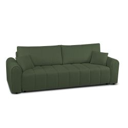 Canapé droit convertible GIORGIO 3 places tissu bouclette vert kaki