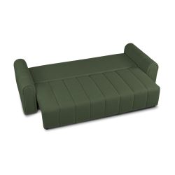 Canapé droit convertible GIORGIO 3 places tissu bouclette vert kaki