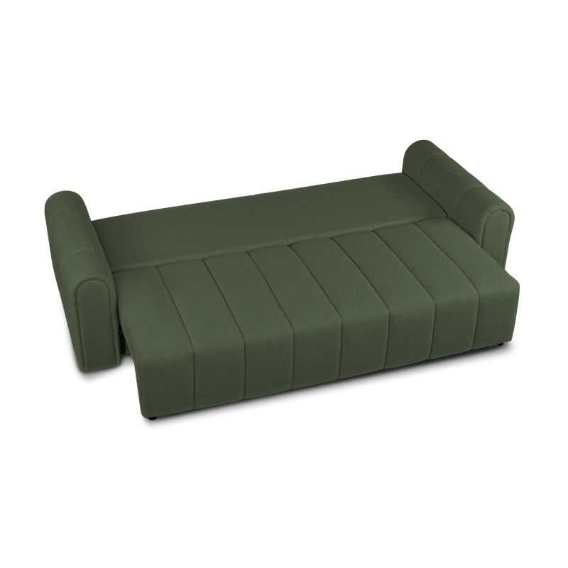 Canapé droit convertible GIORGIO 3 places tissu bouclette vert kaki