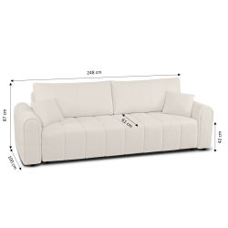 Canapé droit convertible GIORGIO 3 places tissu bouclette grège
