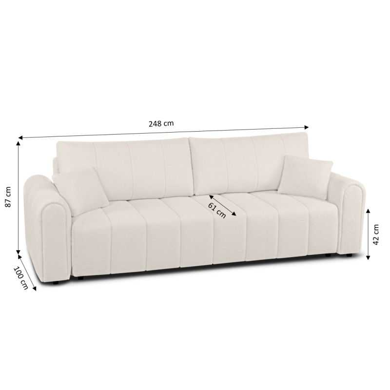 Canapé droit convertible GIORGIO 3 places tissu bouclette grège