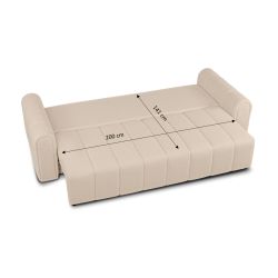 Canapé droit convertible GIORGIO 3 places tissu bouclette taupe