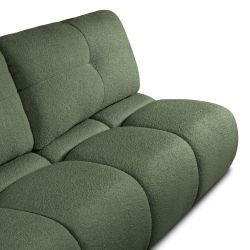 Canapé droit convertible TASCA 3 places tissu bouclette vert kaki
