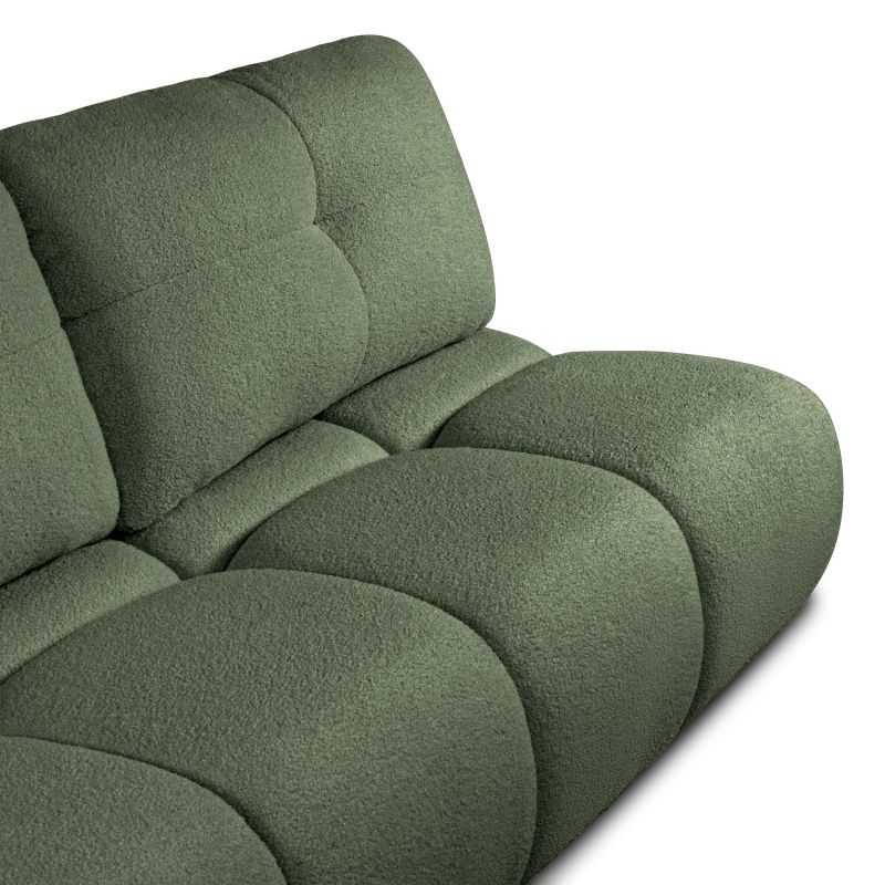 Canapé droit convertible TASCA 3 places tissu bouclette vert kaki
