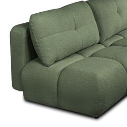 Canapé droit convertible TASCA 3 places tissu bouclette vert kaki