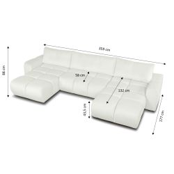 Canapé panoramique convertible SORELLA 6 places tissu chenille écru