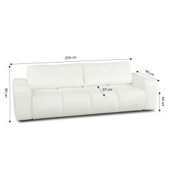 Canapé droit convertible SORELLA 3 places tissu chenille écru