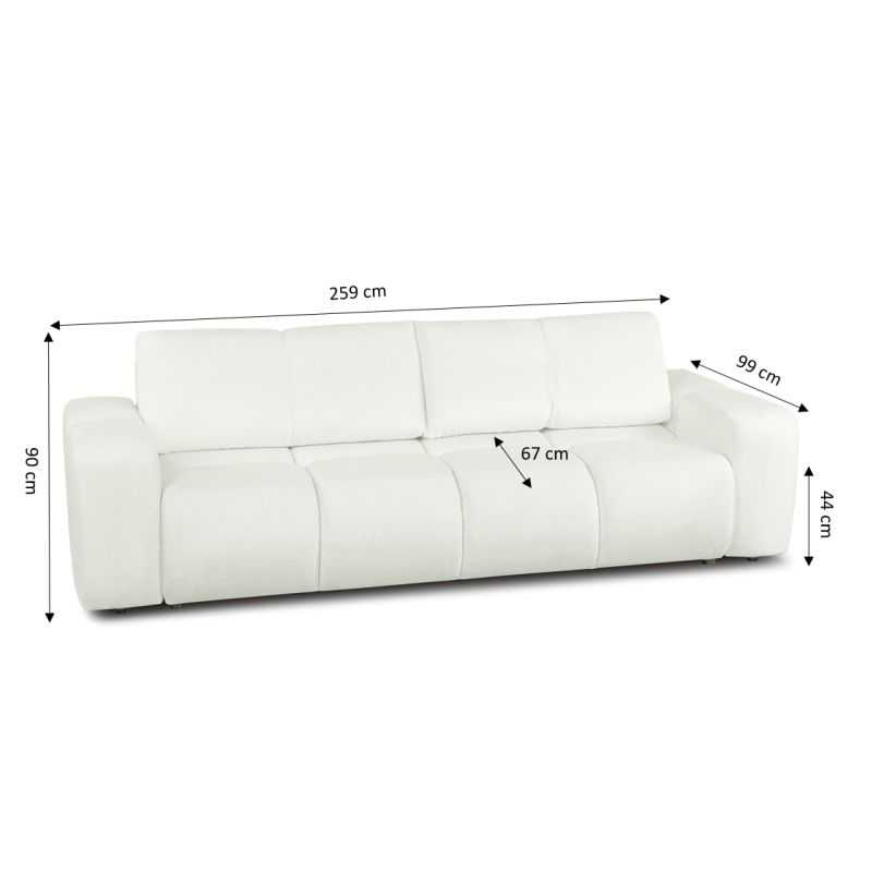 Canapé droit convertible SORELLA 3 places tissu chenille écru