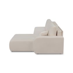 Canapé d'angle droit convertible BELEM 4/5 places tissu chenille grège