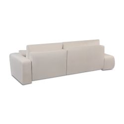 Canapé d'angle droit convertible BELEM 4/5 places tissu chenille grège