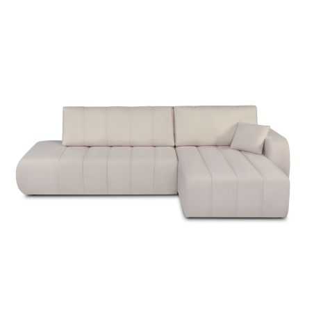 Canapé d'angle droit convertible BELEM 4/5 places tissu chenille grège