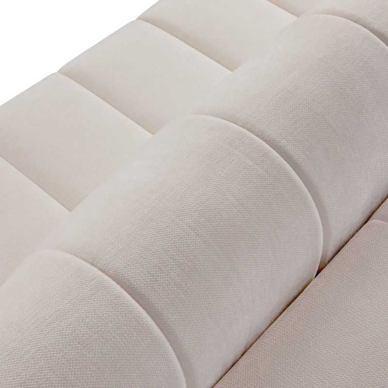 Canapé d'angle droit convertible BELEM 4/5 places tissu chenille grège