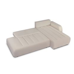 Canapé d'angle droit convertible BELEM 4/5 places tissu chenille grège