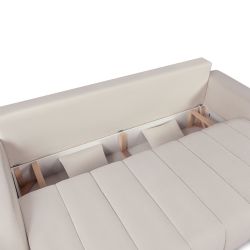 Canapé droit convertible BELEM 3 places tissu chenille grège
