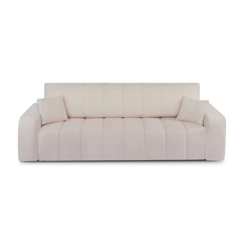 Canapé droit convertible BELEM 3 places tissu chenille grège