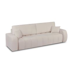 Canapé droit convertible BELEM 3 places tissu chenille grège