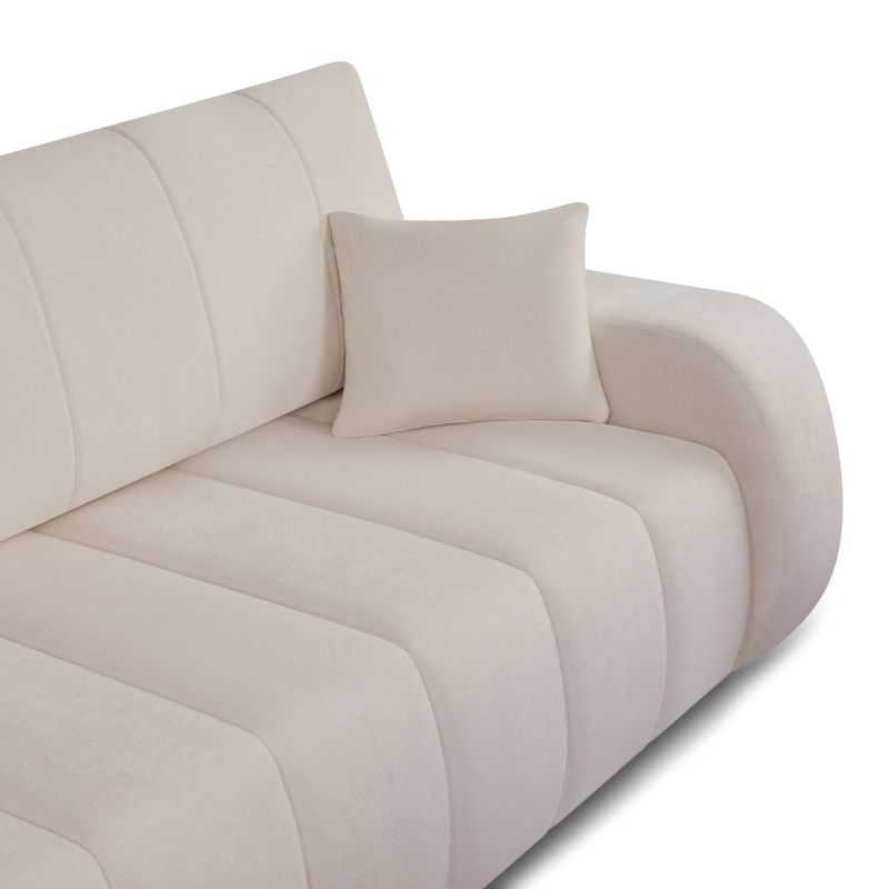 Canapé droit convertible BELEM 3 places tissu chenille grège