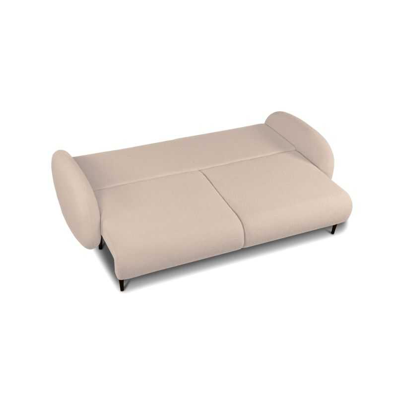 Canapé droit convertible CARINO 3 places tissu bouclette taupe