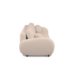 Canapé droit convertible CARINO 3 places tissu bouclette taupe