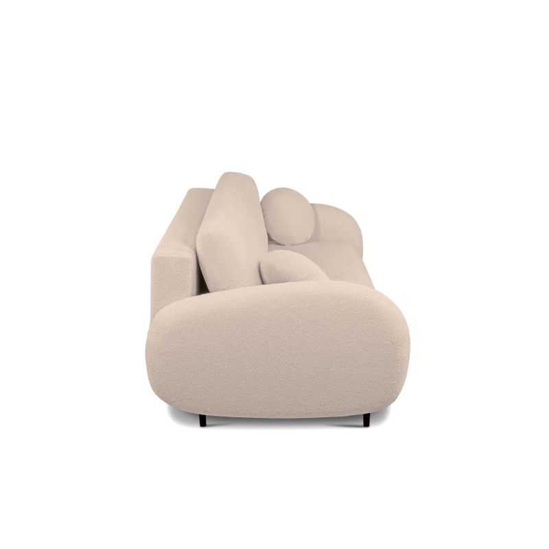 Canapé droit convertible CARINO 3 places tissu bouclette taupe