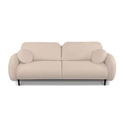Canapé droit convertible CARINO 3 places tissu bouclette taupe