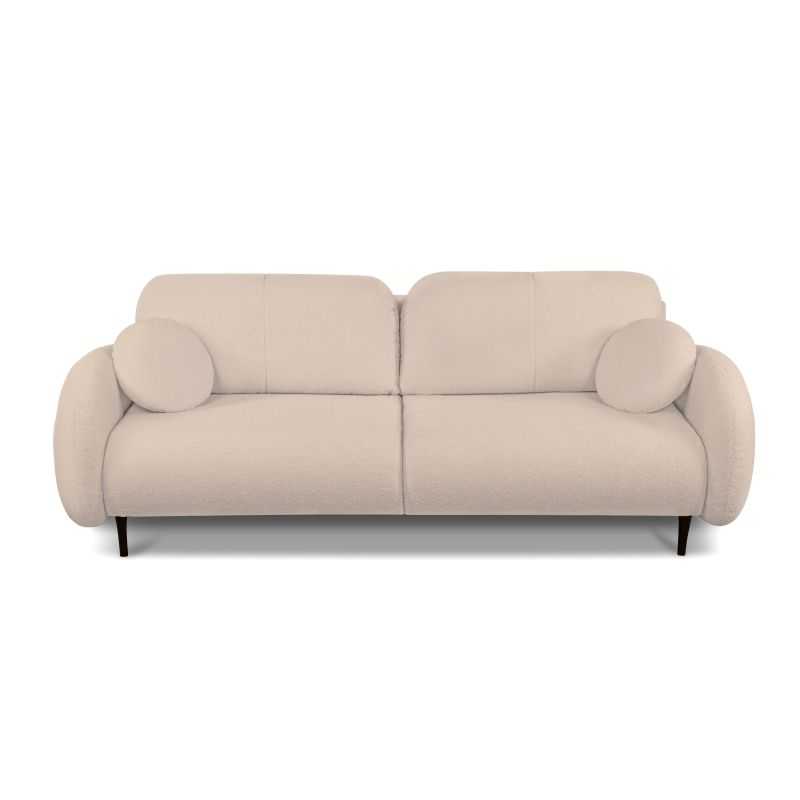Canapé droit convertible CARINO 3 places tissu bouclette taupe