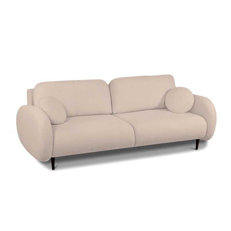 Canapé droit convertible CARINO 3 places tissu bouclette taupe