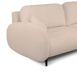 Canapé droit convertible CARINO 3 places tissu bouclette taupe