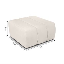 Pouf BELEM fixe en tissu chenille écru