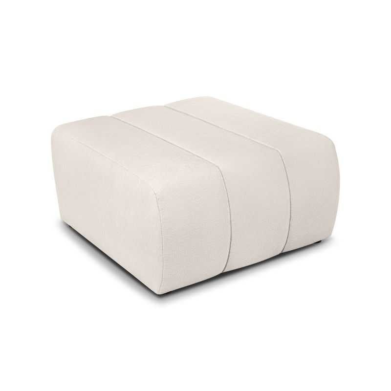 Pouf BELEM fixe en tissu chenille écru