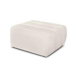Pouf BELEM fixe en tissu chenille écru