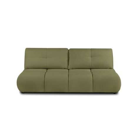 Canapé droit convertible TASCA 3 places tissu bouclette vert olive