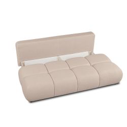 Canapé droit convertible TASCA 3 places tissu bouclette taupe