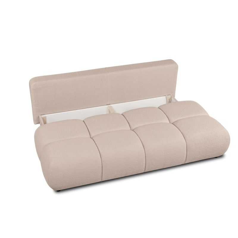 Canapé droit convertible TASCA 3 places tissu bouclette taupe