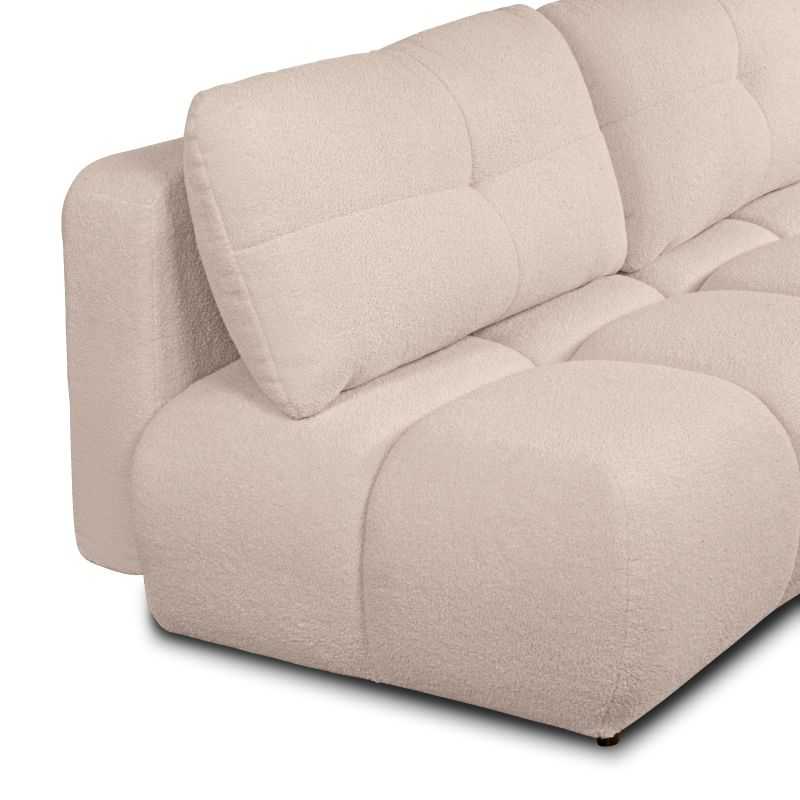 Canapé droit convertible TASCA 3 places tissu bouclette taupe