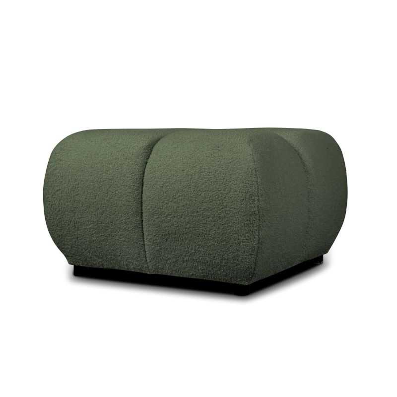 Pouf TASCA tissu bouclette vert kaki