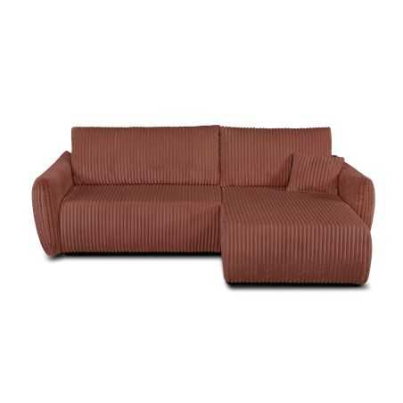 Canapé d'angle convertible et réversible GLORIA 4 places velours côtelé terracotta