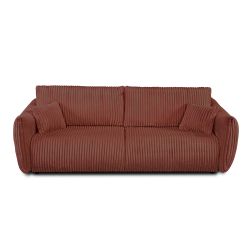 Canapé droit convertible GLORIA 3 places velours côtelé terracotta