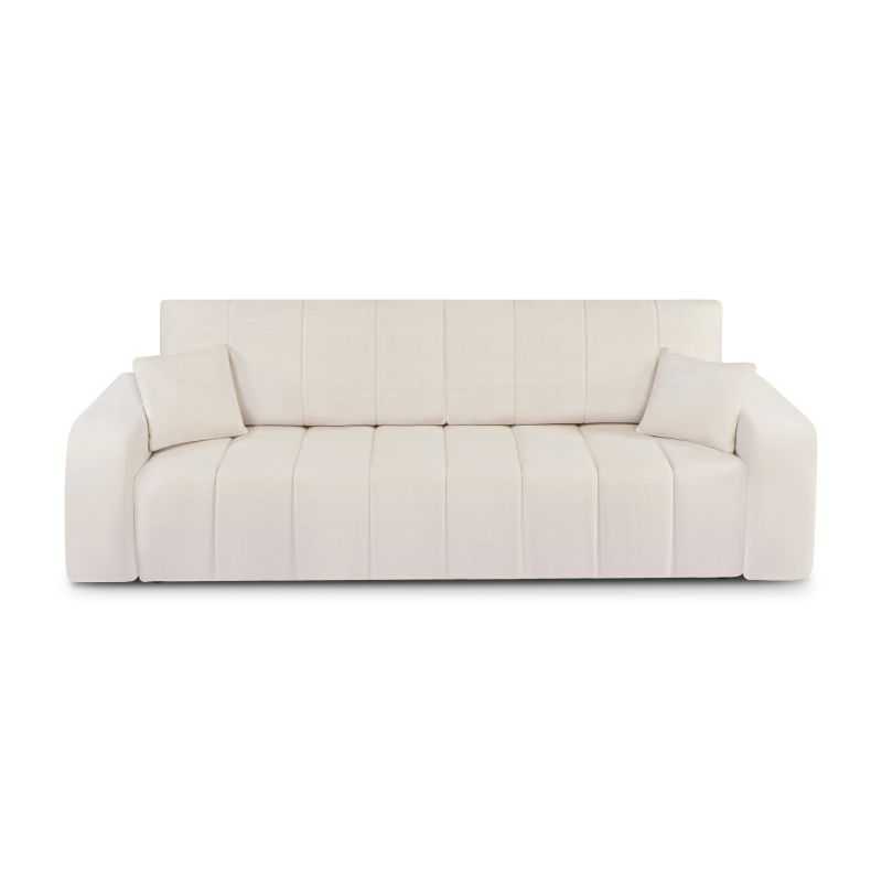 Canapé droit convertible BELEM 3 places tissu chenille écru