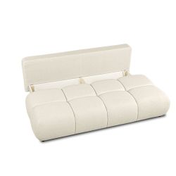 Canapé droit convertible TASCA 3 places tissu bouclette grège