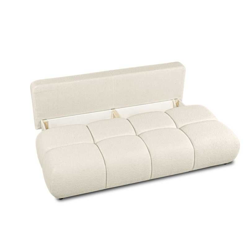 Canapé droit convertible TASCA 3 places tissu bouclette grège