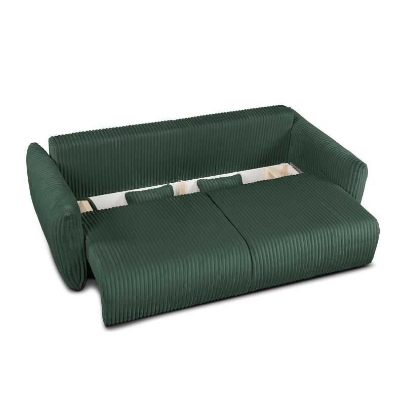Canapé droit convertible GLORIA 3 places velours côtelé vert kaki