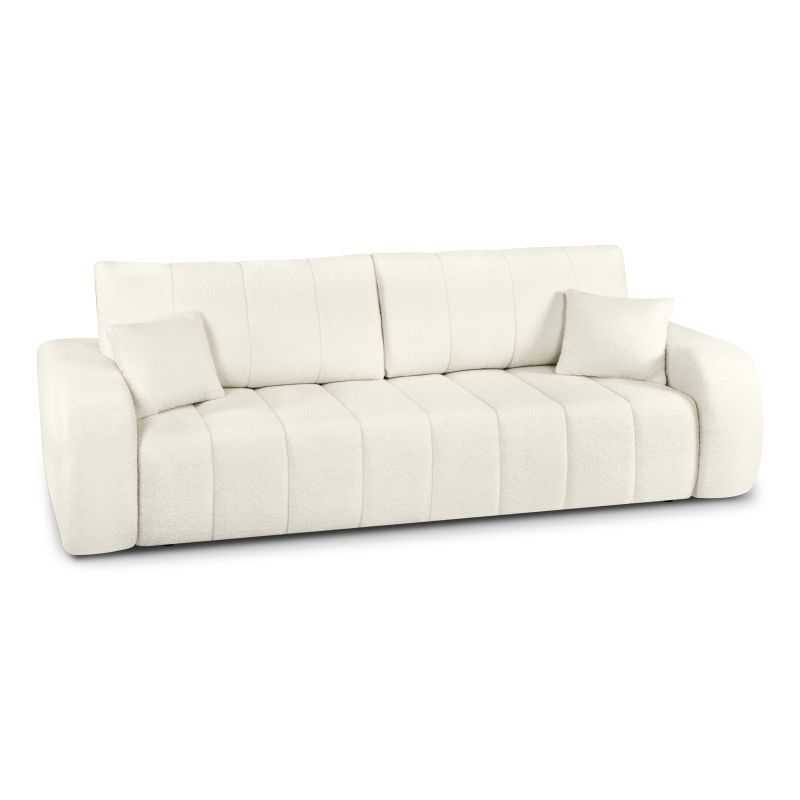 Canapé droit convertible BELEM 3 places tissu bouclette écru
