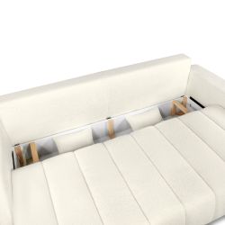 Canapé droit convertible BELEM 3 places tissu bouclette écru