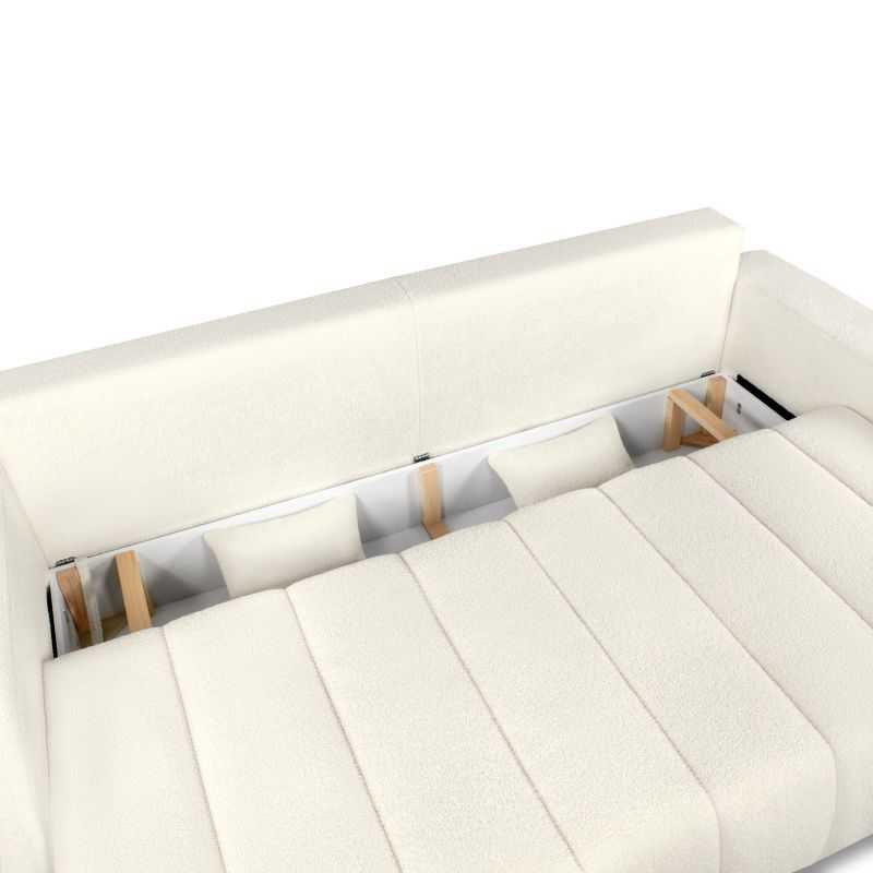 Canapé droit convertible BELEM 3 places tissu bouclette écru
