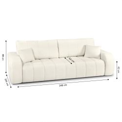 Canapé droit convertible BELEM 3 places tissu bouclette écru