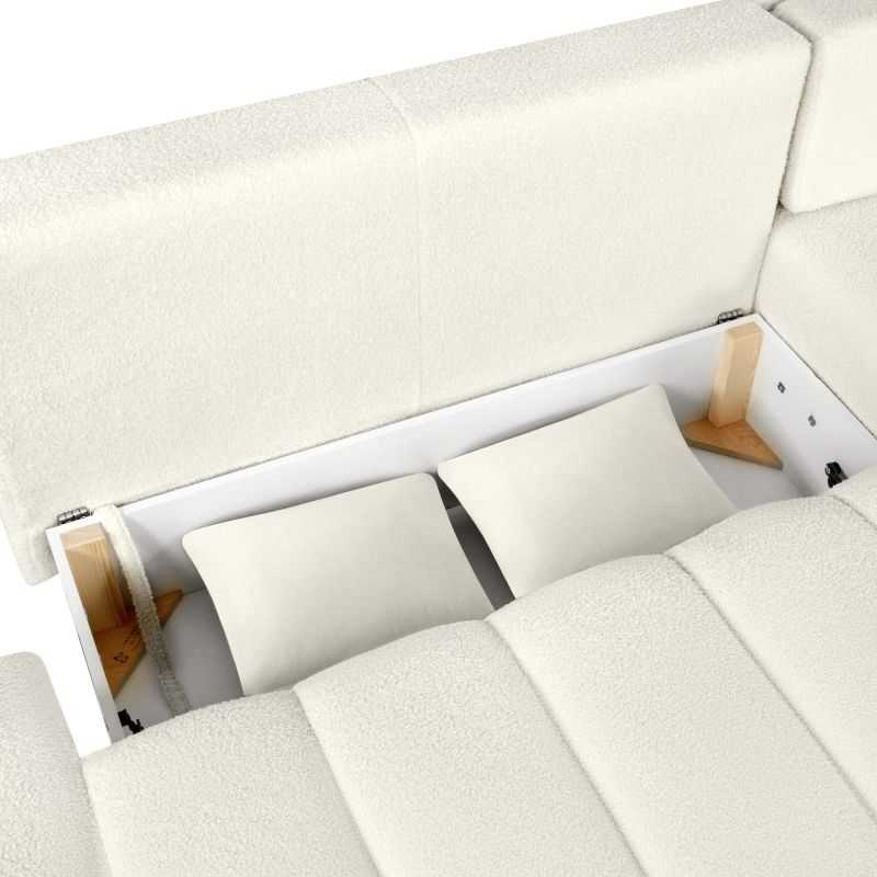 Canapé d'angle droit convertible BELEM 4/5 places tissu bouclette écru
