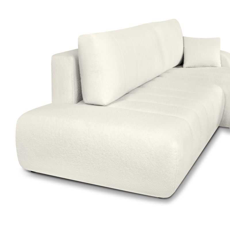 Canapé d'angle droit convertible BELEM 4/5 places tissu bouclette écru