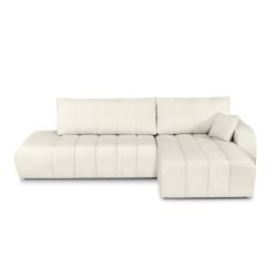 Canapé d'angle droit convertible BELEM 4/5 places tissu bouclette écru